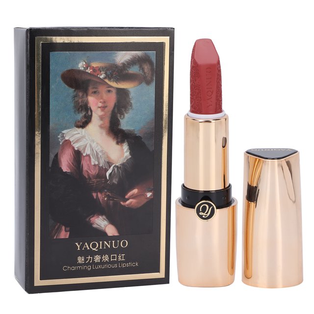 Lápiz labial de larga duración y antiadherente, n.° 04, 3,8 g, lujosos cosméticos de maquillaje, diseño dorado