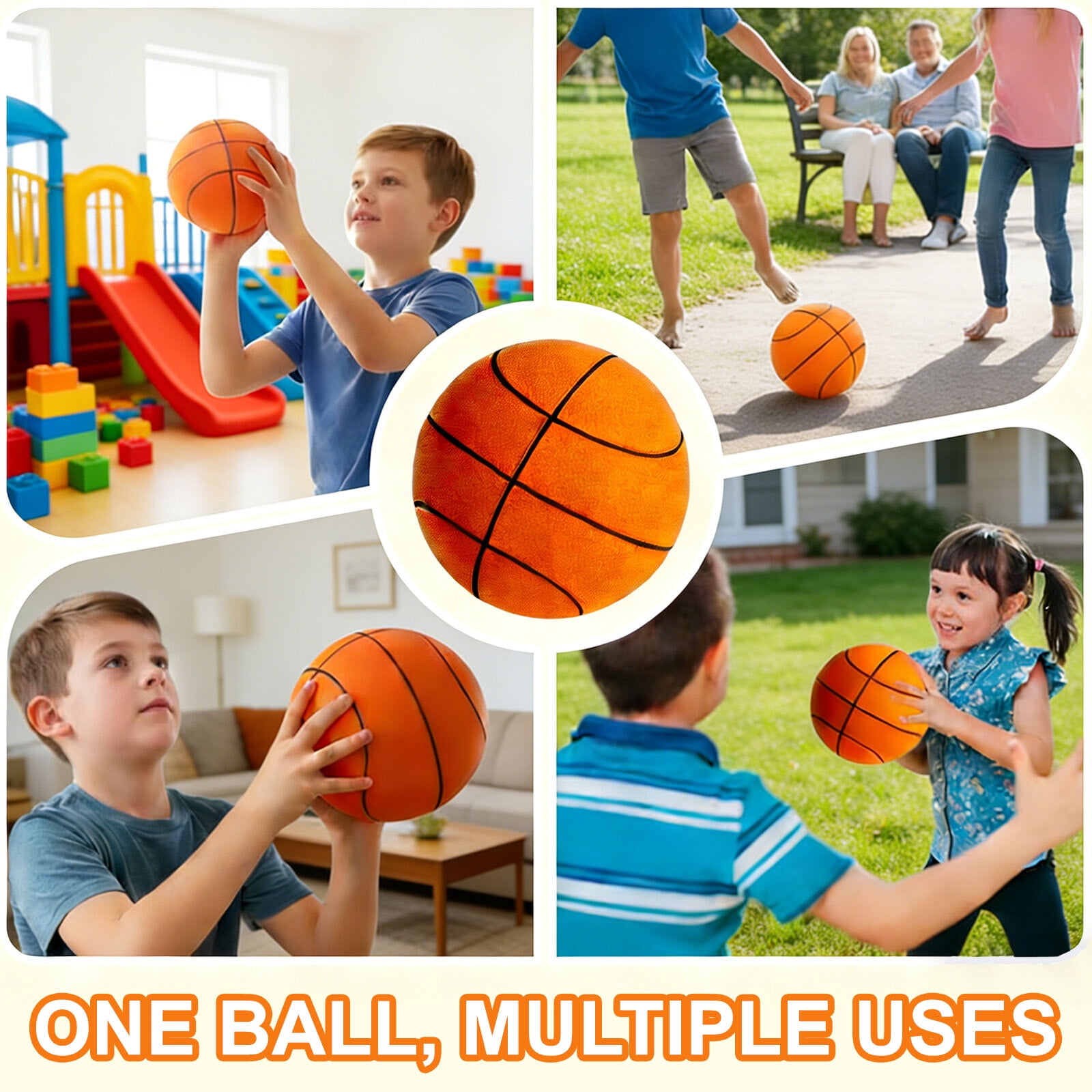 Silent Basketball | Grooved Airless Indoor Basketball - Soft Foam Indoor Hoop Play | Soundless Ball for Quiet Dribbling and Indoor Training– Real Feel Higher Bounce Quieter