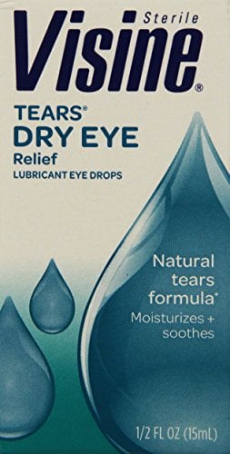 Visine Tears Dry Eye Relief Sterile Lubricant Eye Drops 0.5 Oz