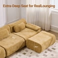 thumbnail image 4 of 118" Modular Cloud Sectional Sofa with Ottoman, Curved Modern Couch with Deep Seat, Compression Fabric Sectional Sofa for Living Room, Yellow, 4 of 8
