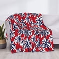 thumbnail image 3 of Qekee Palm Tree Pattern on Red print Throw Blanket, Cotton Flannel Home Decor, All Season Reversible Sherpa Bedding-40"x30", 3 of 6