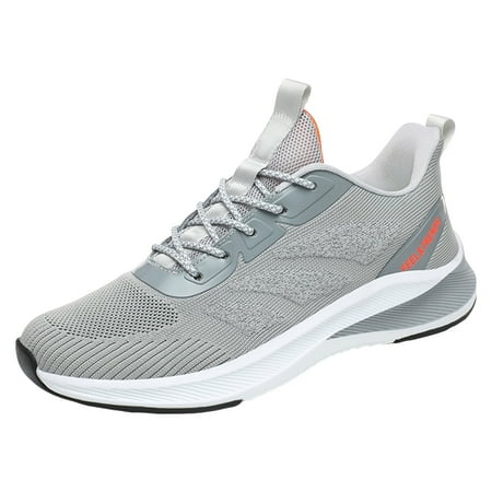 WNVMWI Mens Shoes Grey Sneakers Formal Shoes for Men Men s Sports Shoes Fashion Color Blocking Mesh Breathable and Comfortable Lace Up Casual Shoes Walking Running Shoes Size 45