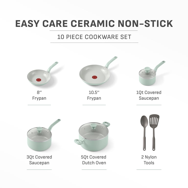 T-fal Easy Care 10-Piece Ceramic Nonstick Cookware Set photo 2