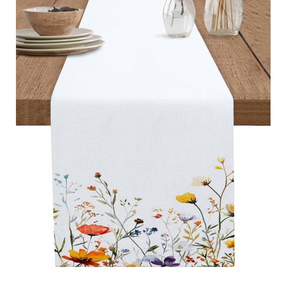 Hokiten Table Runners 48 Inches Long Dress Scarves, Blooming Flower Farmhouse Kitchen/Dining Table Runner, Short Coffee Tablerunners, Spring Floral Summer Botanical 13x48 Inch