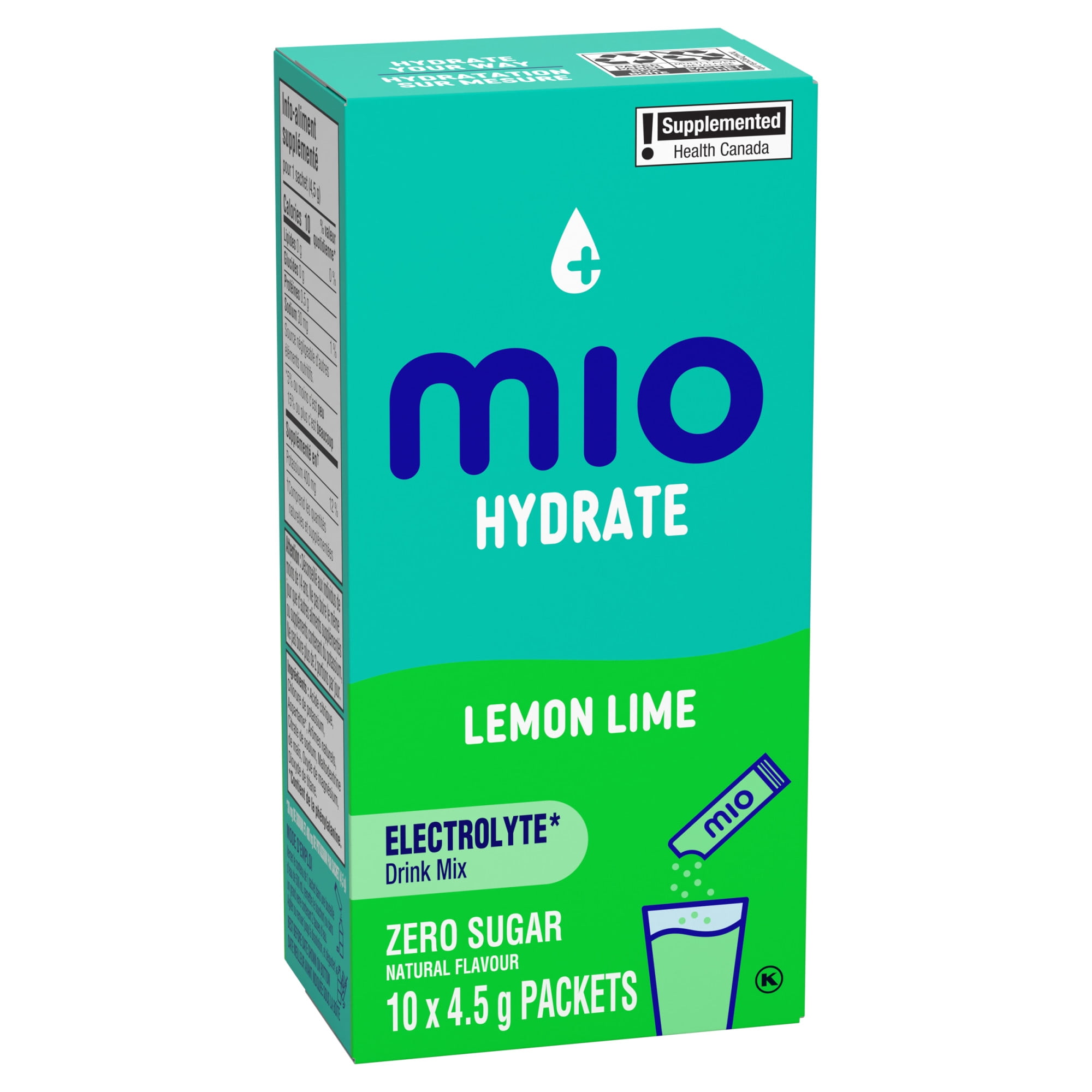 Mio Hydrate Lemon Lime Electrolyte Drink Mix, 4.5 G Packets, 10 Ct