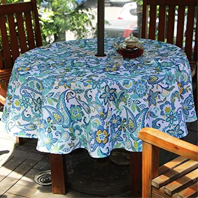 Do4u 60 Round Garden Patio Outdoor Table Cloth With Parasol Hole Umbrella Do4u 60 Round Garden Patio Outdoor, Round Patio Tablecloth With Parasol Hole