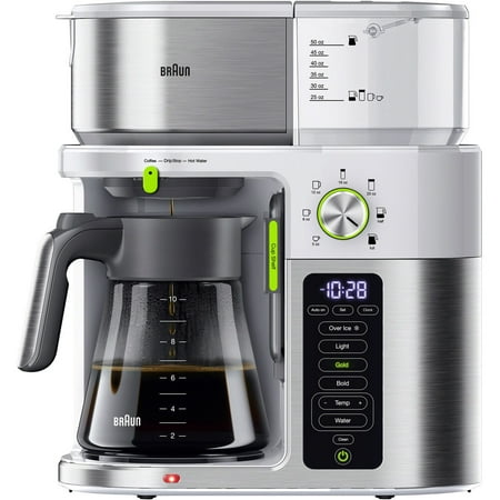 Braun 10-Cup Multi Serve SCA Certified Coffee Maker with Internal Water Spout and Glass Carafe in White