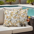 thumbnail image 4 of Orange Spring Floral Outdoor Waterproof Pillow Covers, Watercolor Blooming Botanical Summer Decorative Square Throw Pillowcase Sofa Cushion Sham for Patio/Couch/Chair, 26"x26" 2 Pack, 4 of 8