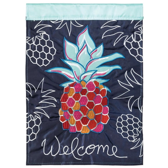 Welcome Whimsy Pink Red Pineapple 19 x 13 Small Polyester Outdoor Hanging Garden Flag