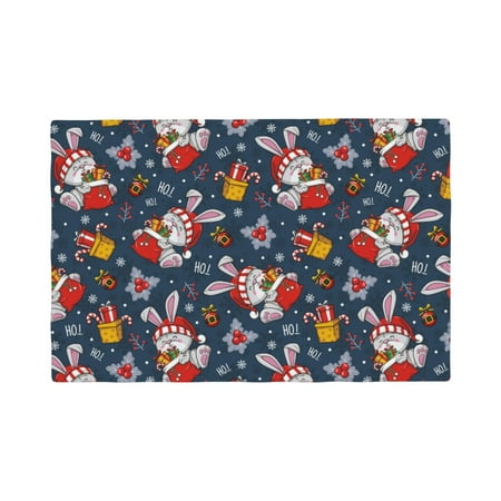 

Placemats Set of 4 Christmas Bunny A Heat Resistant Non - Slip Place mats Waterproof table mat for Kitchen Dining-4片装