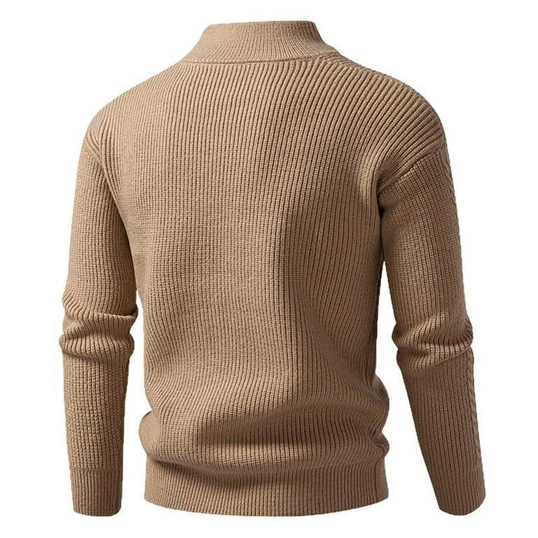 KKBOTIVE Fashion Sweaters for Men Double Zip Solid Color Pullovers