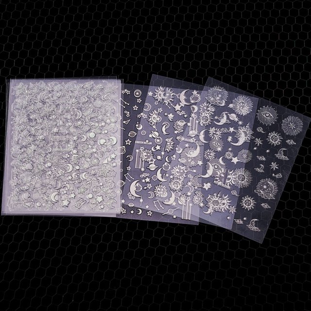 Calcomanías doradas para decoración de uñas, suministros para uñas, calcomanías autoadhesivas 3D para uñas, estrellas metálicas, luna, purpurina, oro, plata, diseño de uñas, pegatinas para mujeres, ni kaili Sencillez