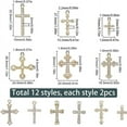 thumbnail image 2 of 1 Box 24Pcs 12 Styles Alloy Cross Charms Crucifix Charms Bulk Gold Rhinestone Small Metal Easter Holiday Charm for Jewelry Making Charms Supplies Mixed Color DIY, 2 of 6