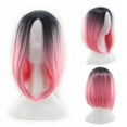 2024 New FashionWig Gradient Short Straight Hair Highlight Female Wig