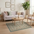 thumbnail image 3 of ODIKA 4'x6' Ivory Teal Rose Victorian Floral Washable Area Rug Traditional English Garden Botanical Motifs With Ornate Border Design for Bedroom, Reading Nook, Pet Friendly & Non-Shedding, 3 of 7