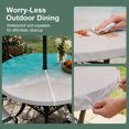 thumbnail image 5 of Round Outdoor Tablecloth with Umbrella Hole and Zipper, Summer Beach Tablecloth with Elastic Waterproof, Teal Green Seaside Turquoise Ombre Patio Table Covers for 31" - 35" Picnic Pool Tables, 5 of 9