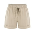 thumbnail image 4 of Womens Summer Linen Shorts High Waisted Comfy Drawstring Shorts Loose Casual Straight Leg Fashion Sports Short Pants with Pockets, 4 of 9