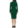 thumbnail image 3 of Conjuntos de traje para mujer INSPIRE CHIC, blazers de manga larga y falda lápiz, dos piezas, atuendos de trabajo, verde oscuro, XS, 3 of 6