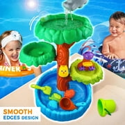 Big Tree Water Table for Toddlers - 4 Tiers Sand Watertable with 10+ Accessories, Sensory Play Activity Splash Table Indoor Outdoor Backyard Summer Beach Toys for Boys Girls 1 2 3 4 5 6 7 8 year old