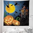 thumbnail image 1 of Halloween Tapestry, Gothic Halloween Haunted House Party Theme Design Trick or Treat Motifs Print, Fabric Wall Hanging Decor for Bedroom Living Room Dorm, 5 Sizes, Multicolor, by Ambesonne, 1 of 1