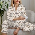 thumbnail image 6 of Honeii Retro Rabbit print Women's Pajama Sets Long Sleeve Button Down Sleepwear Nightwear Soft Pjs Lounge Sets-Large, 6 of 7