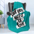 thumbnail image 4 of All You Need Is Love Soft Flannel Fleece Blanket, Creative Graphic Design with Brush Fonts Inspirational Words, Cozy Plush for Indoor and Outdoor Use, 60" x 80", Teal Black and White, by Ambesonne, 4 of 5