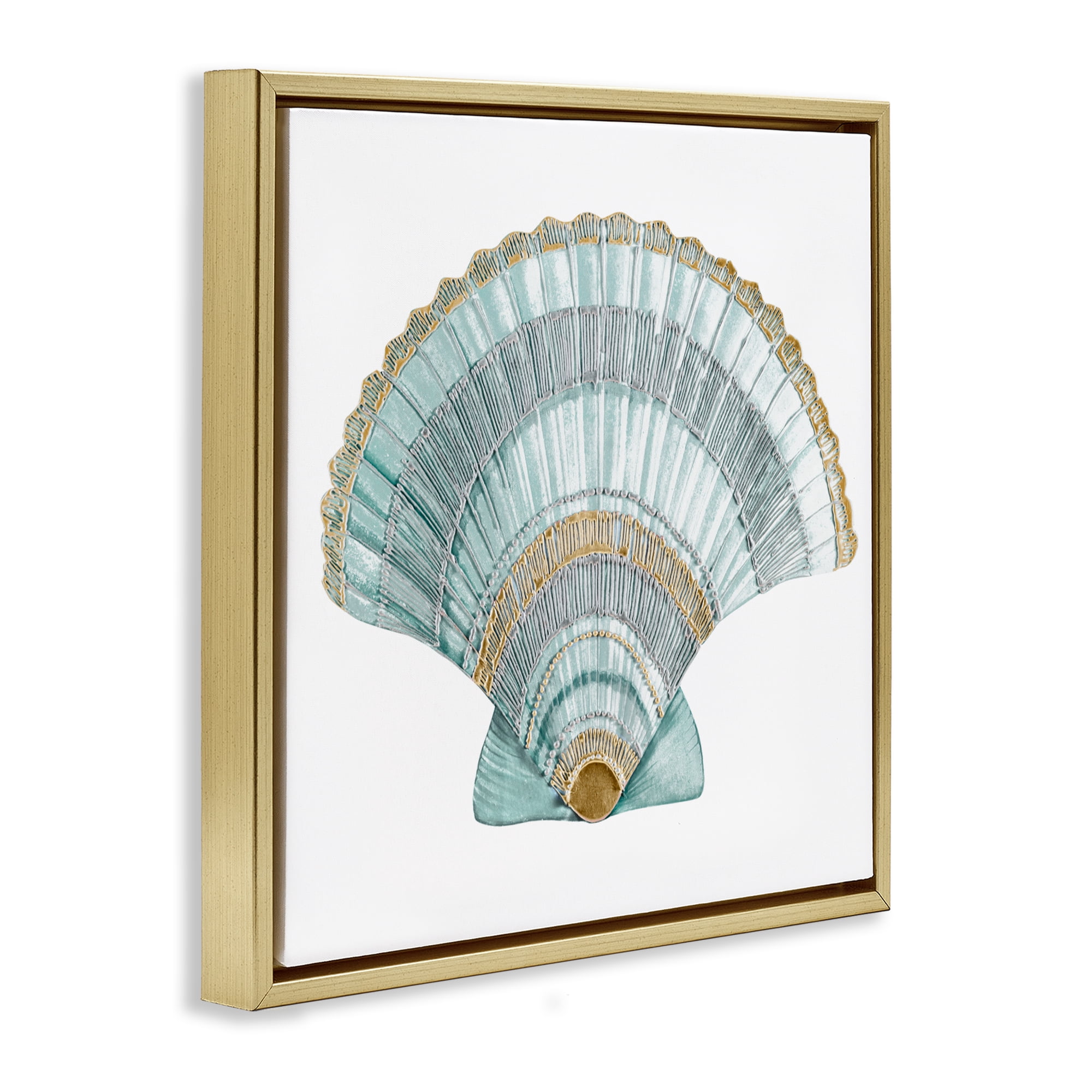 Stupell Industries Regal Shells Scallop Gold Framed Floater Canvas Wall Art, design by Lorenzo Collective
