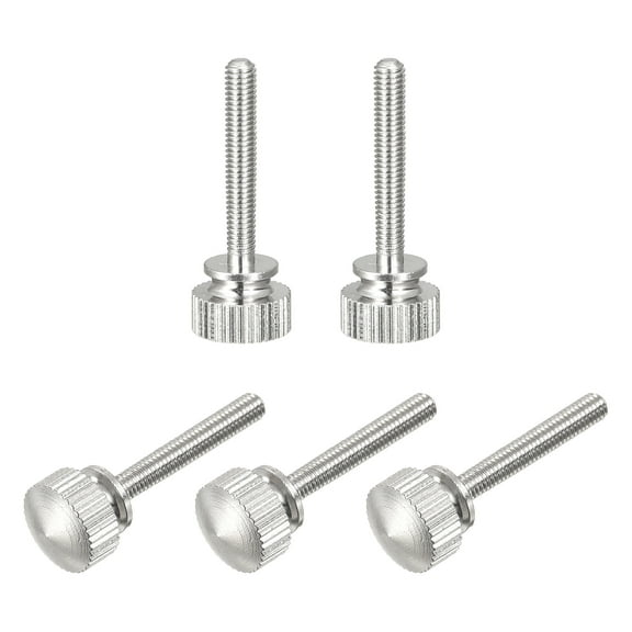 Uxcell 5Pcs M3x20mm Knurled Thumb Screws, Brass Nickel Plated Shoulder Bolts Grip Knobs Fasteners for Electronic, Mechanical, Nickel White