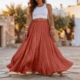 thumbnail image 4 of Women Cotton Linen Blend Elastic High Waist Boho Flowy Maxi Skirt Beach Vacation Wear M, 4 of 5