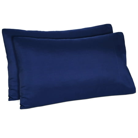 BLC Blue Pillowcases Pack Of 2 King Size 1800 Thread Count Brushed Microfiber Ultra Soft Easy Care Envelope Closure Pillow Covers