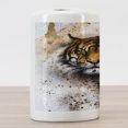 thumbnail image 3 of Tiger Ceramic Toothbrush Holder, Wild Beast Looking Straight into the Eyes of the Viewer Angry Looking Panthera Tigris, Decorative Versatile Countertop for Bathroom, 4.5" X 2.7", Multicolor, 3 of 4