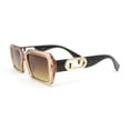 thumbnail image 3 of Womens Designer Luxury Narrow Rectangle Plastic Fashion Sunglasses Beige Brown - Brown, 3 of 4