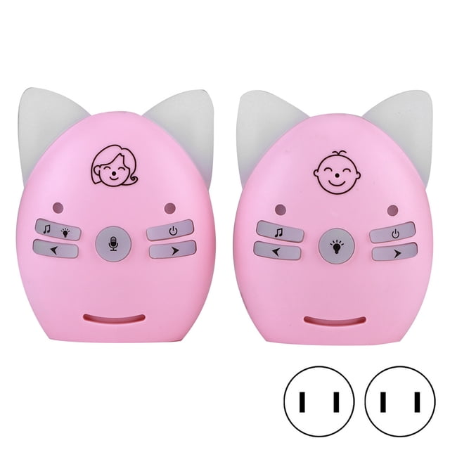 Monitor de bebé con audio, música inalámbrica de 2,4 GHz, voz bidireccional, luz nocturna pequeña, Walkie Talkie 100-240V, enchufe rosa de EE. UU.