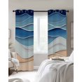 thumbnail image 4 of Geometric Blue Blackout Curtains for Bedroom Living Room Darkening Curtains 84 Inch Length 2 Panels Set Ocean Wave Stripes Modern Abstract Beach Window Curtain Window Treatment Grommet Drapes 52"x84", 4 of 9