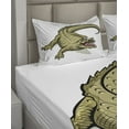 thumbnail image 2 of Ambesonne Reptile Fitted & Top Sheet Set with Shams, Exotic Wild Crocodile Theme, White Navy, 2 of 4