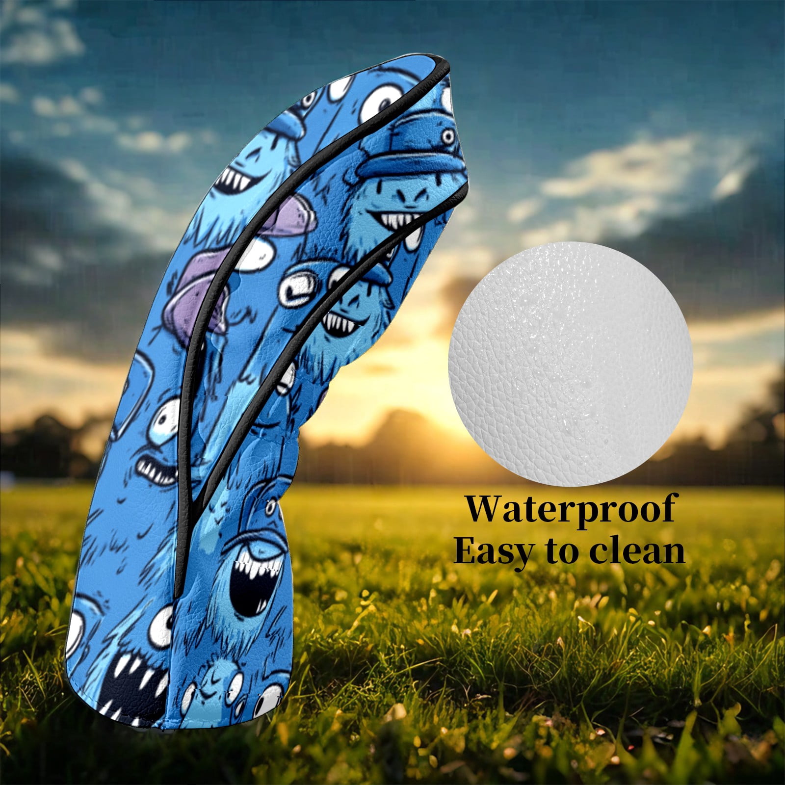 Golf Club Head Covers Cute Monster Premium Plush Velvet Lining, Waterproof Golf Headcovers Driver & Fairway Woods for Scratch Protection Novelty Gift for Men & Women