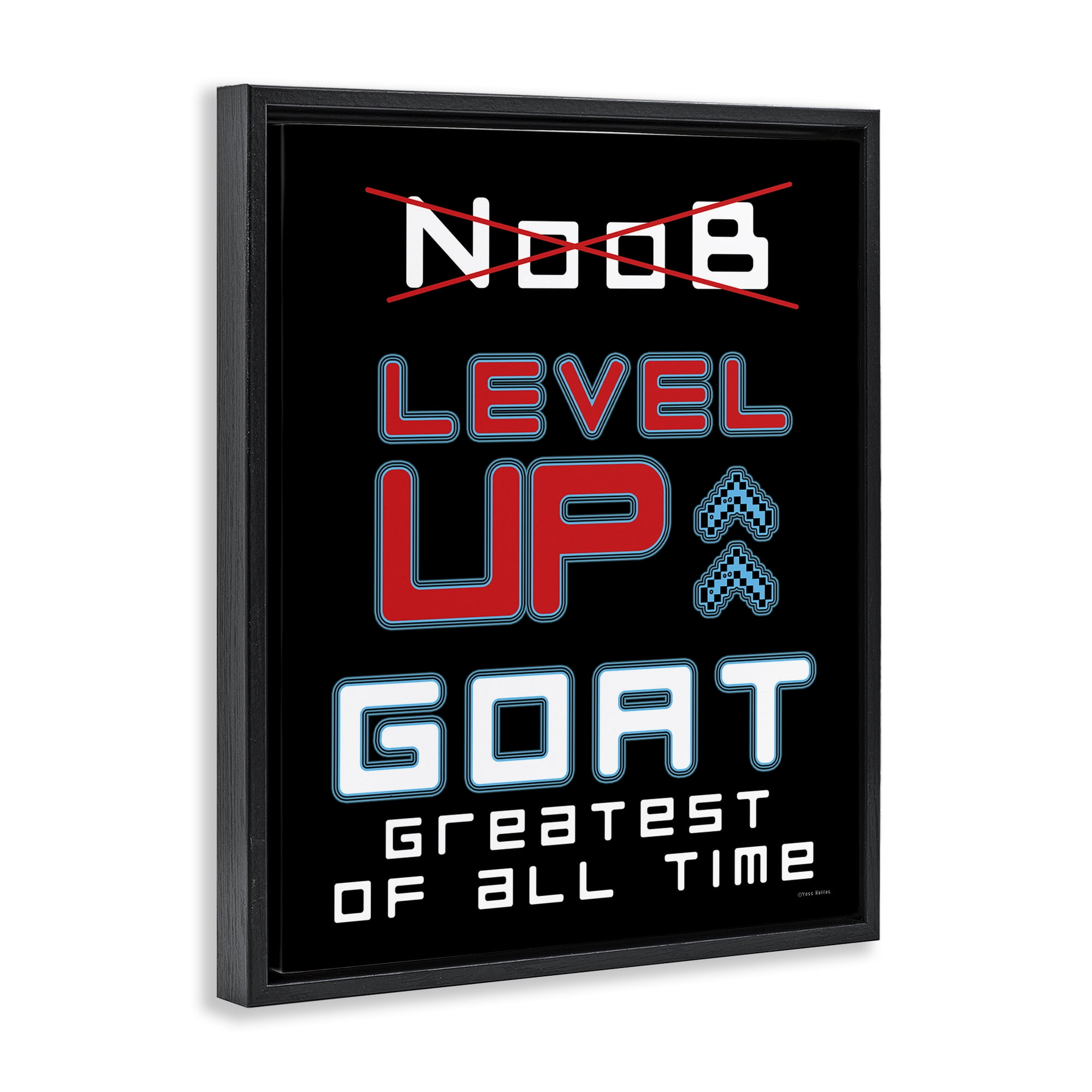 Stupell Industries Greatest Of All Time Gamer Black Framed Floater Canvas Wall Art, design by Yass Naffas Designs