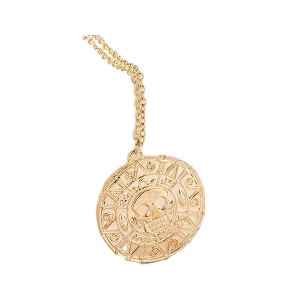 Boys Alloy Skull Coin Pendant Necklace pendant necklace Skull coin Men Sweater Chain Necklace Jewelry