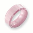thumbnail image 1 of Ceramic Pink 8mm Ring Wedding Classic Faceted Domed, 1 of 5