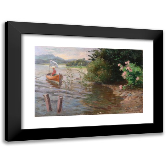 Adrienne von Pötting 14x11 Black Modern Framed Museum Art Print Titled - Lady in the Rowboat Am Worthersee