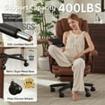thumbnail image 5 of Ninecer Reclining Office Chair with Footrest 400LBS High Back PU Leather Swivel Executive Computer Chair Adjustable Height Ergonomic Desk Chair for Home Office Brown, 5 of 9