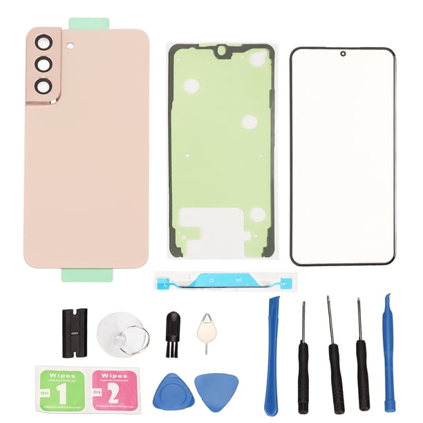 Juego de cubierta de vidrio para la parte posterior del teléfono, fácil instalación, juego de cubierta de vidrio para la parte posterior del teléfono con kit de reparación profesional para S22 rosa