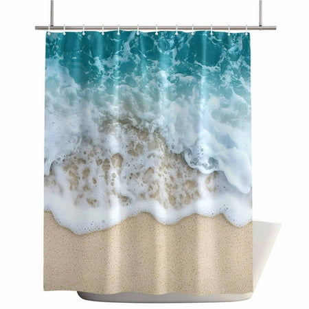 Shower Curtains for Bathroom-72"x84",Coastal Ocean Beach Wave Waterproof Bath Curtain Grommet Shower Curtain Set with Hooks,Summer Seasonal Nature Seaside Washable Bath Accessories