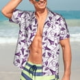 thumbnail image 7 of Pofeuu Violets Flowers Print Hawaiian Shirt for Men Sleeves Casual Button Down Summer Beach Dress Shirts T-Shirts,Small, 7 of 7