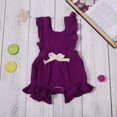 thumbnail image 2 of WEIYLL Girls Bodysuits Color Solid Ruffles Backcross Outfits Sleeveless Ribbed Wine Toddler Clothing for 6-12 Months, 2 of 4