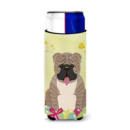 

Carolines Treasures BB6126MUK Easter Eggs English Bulldog Grey Brindle Michelob Ultra Hugger for Slim Cans
