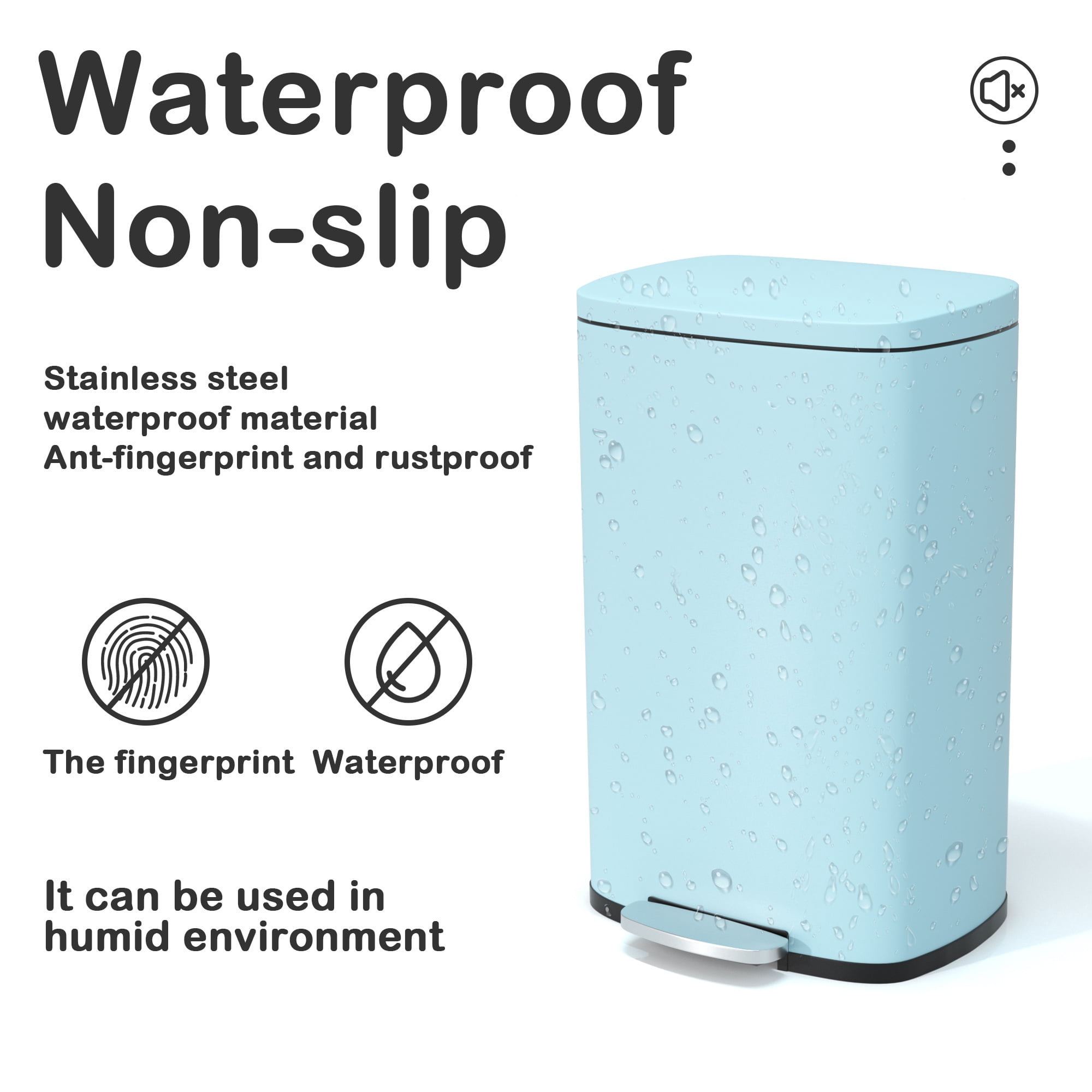 CL.HPAHKL 13 Gallon (50L)Trash Can ,Kitchen Trash Can, Stainless Steel with Lid, Foot Pedal and Inner Bucket, Fingerprint-Resistant Soft Close Lid Garbage Can, Pedal Rubbish Bin for Home Office