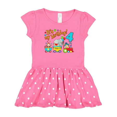 

Inktastic Its My Birthday- Circus Train 4th Birthday Gift Toddler Girl Dress