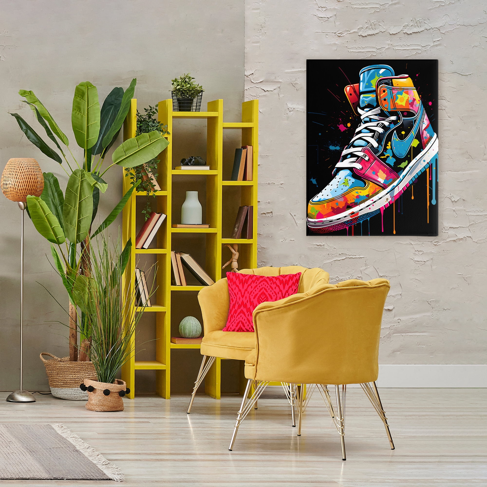 Stupell Industries Paint Drip High Top Sneakers Canvas Wall Art, design by Creative Studio