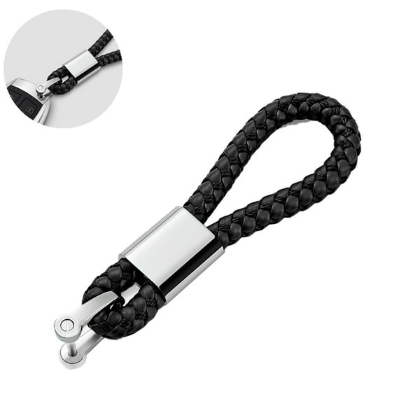 Leather Car Keychain Universal Key Fob Keychain Metal Key Chain Holder Rotatable Anti-lost Car Accessories
